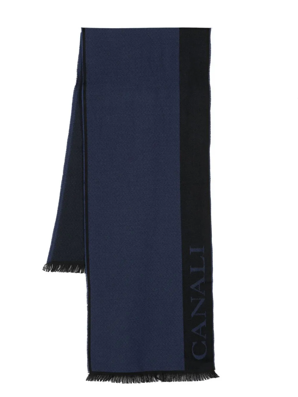 

Canali intarsia-knit logo scarf - Blue