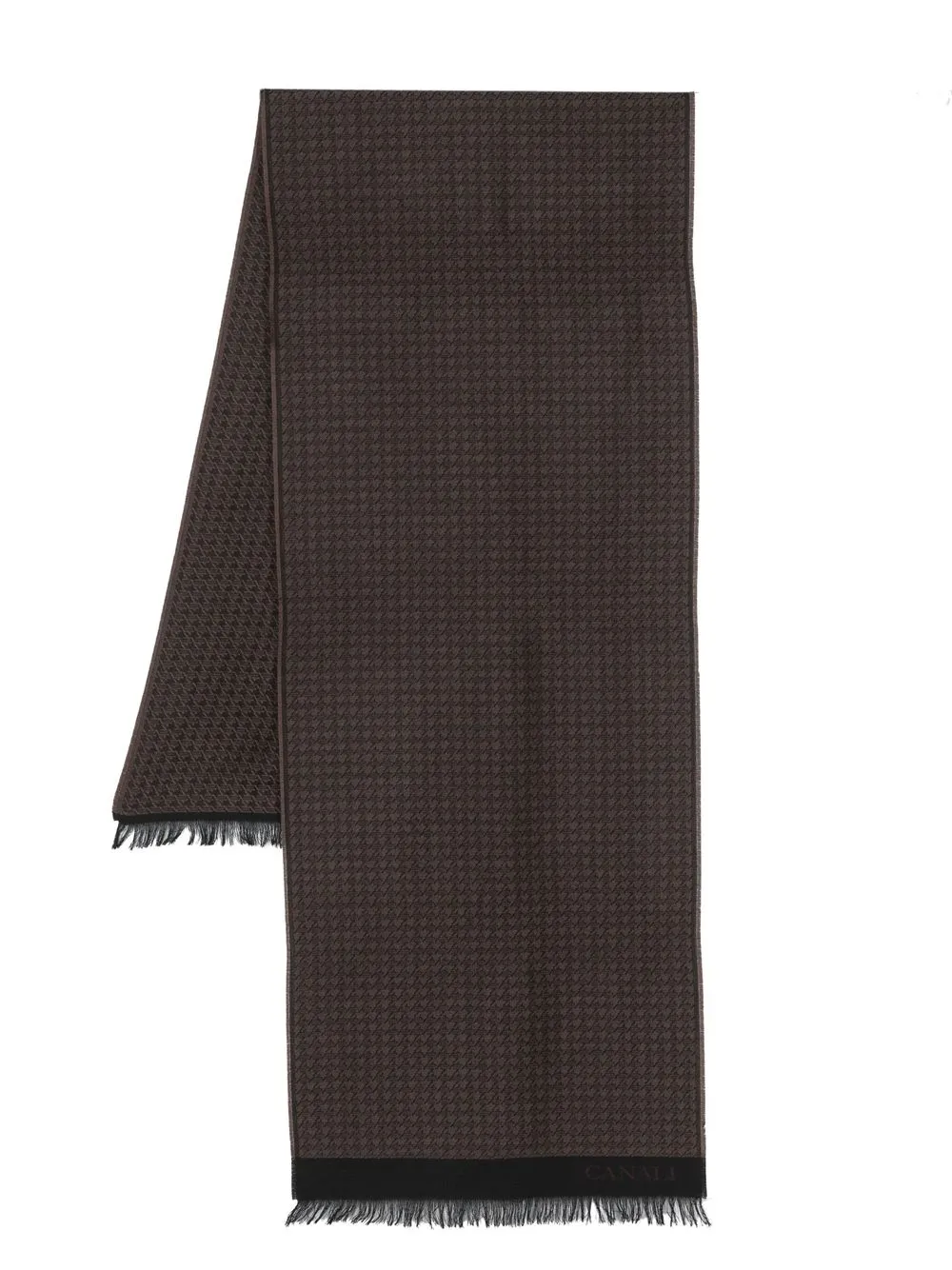 

Canali houndstooth-check wool scarf - Brown