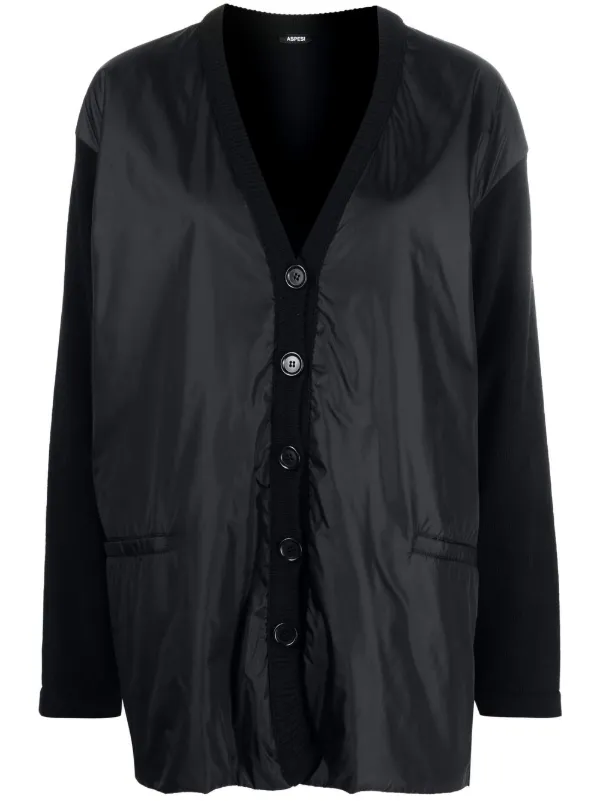 ASPESI Hybrid Button-up Cardigan in Black