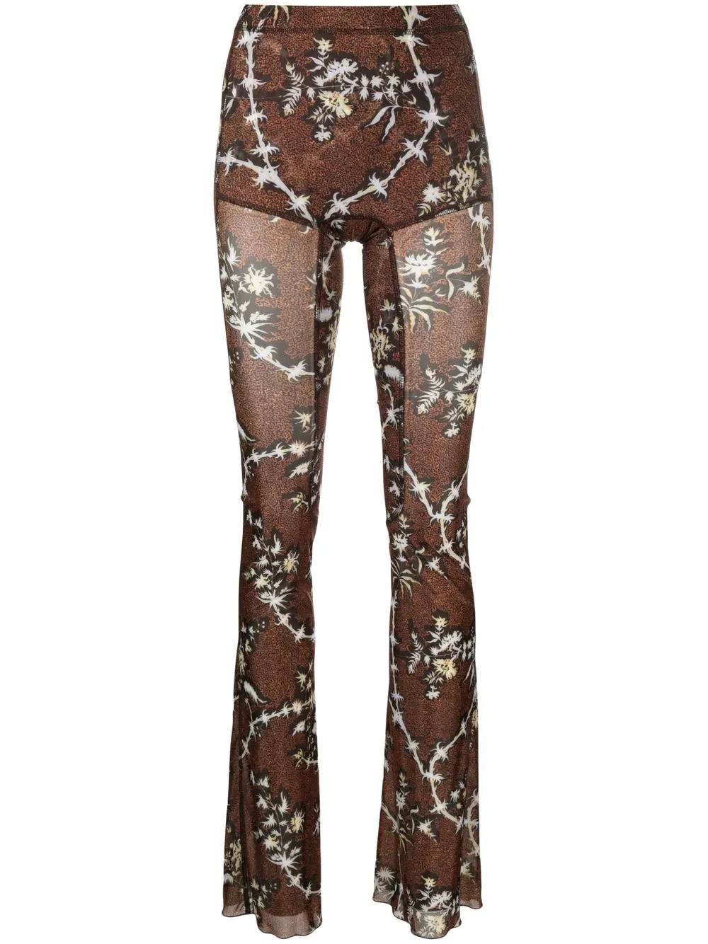 

KNWLS floral print flared trousers - Brown