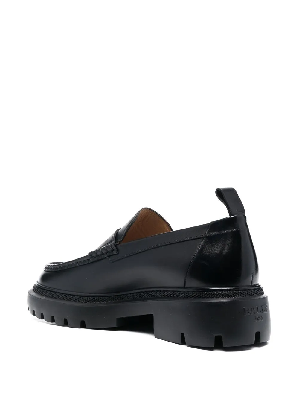 Bally Chunky Leather Penny Loafers In Black