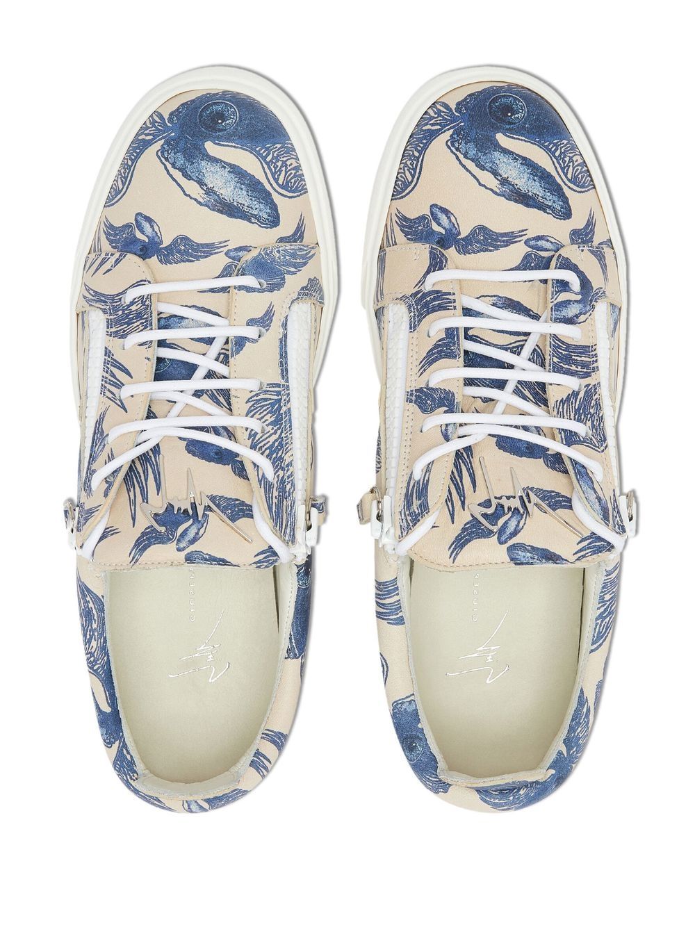 Shop Giuseppe Zanotti Abstract Print Low-top Sneakers In 中性色