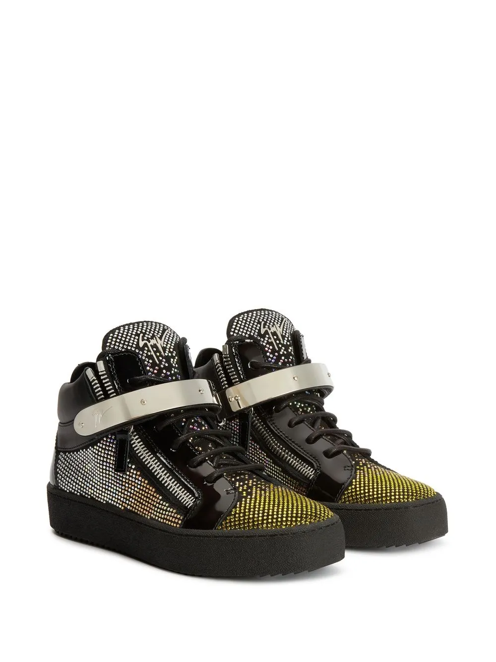 Giuseppe Zanotti rhinestone-embellished mid-top trainers Black