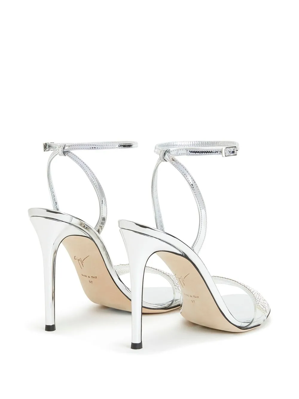 Shop Giuseppe Zanotti Erwan Rhinestone-embellished 105mm Sandals In Silver