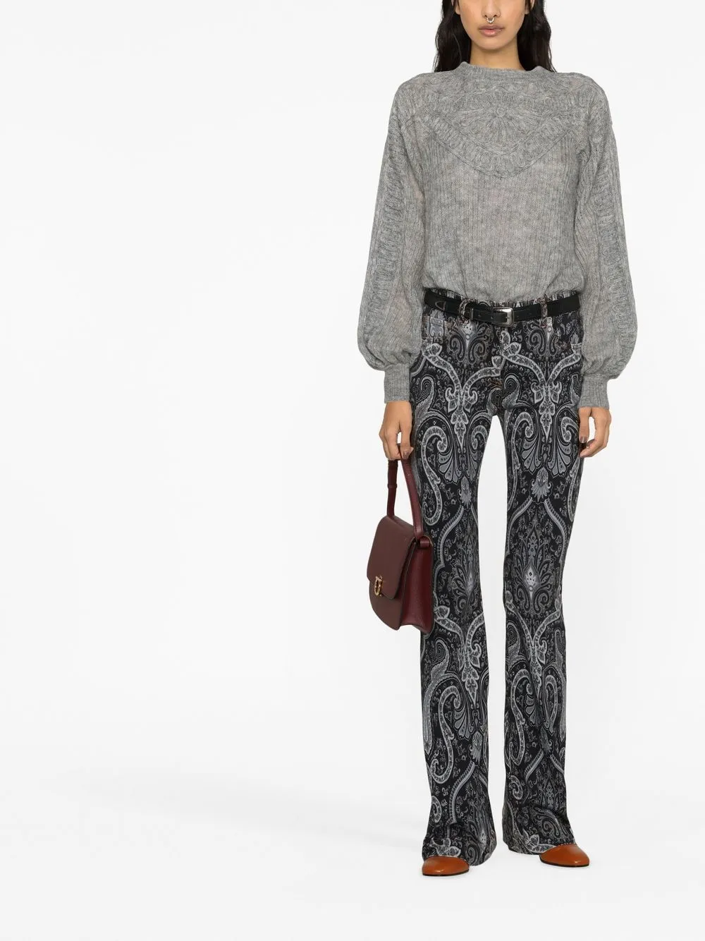 ETRO paisleyprint Flared Jeans Farfetch