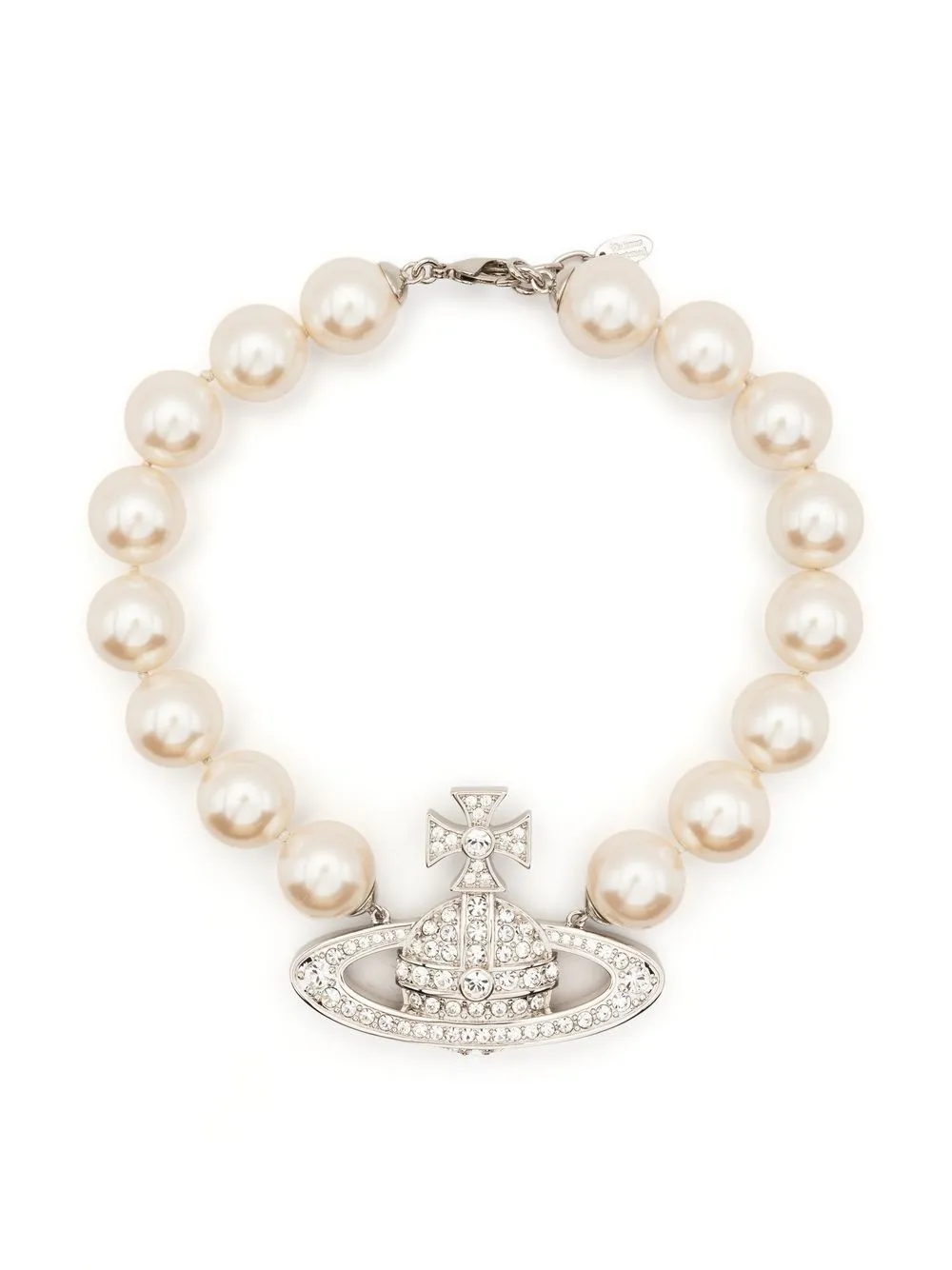 

Vivienne Westwood logo-plaque pearl necklace - Neutrals
