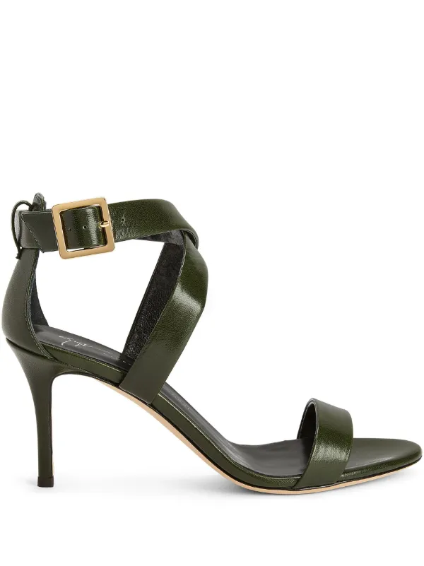 Olive green strappy online heels