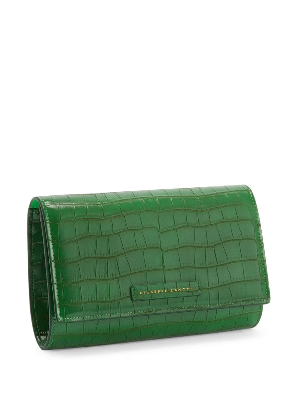 Shop Giuseppe Zanotti Embossed-crocodile Clutch Bag In Green