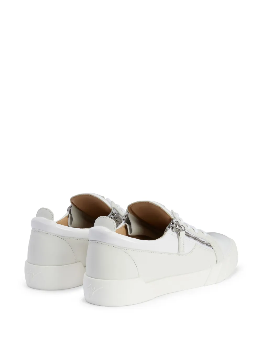 Shop Giuseppe Zanotti Zip-up Leather Sneakers In White