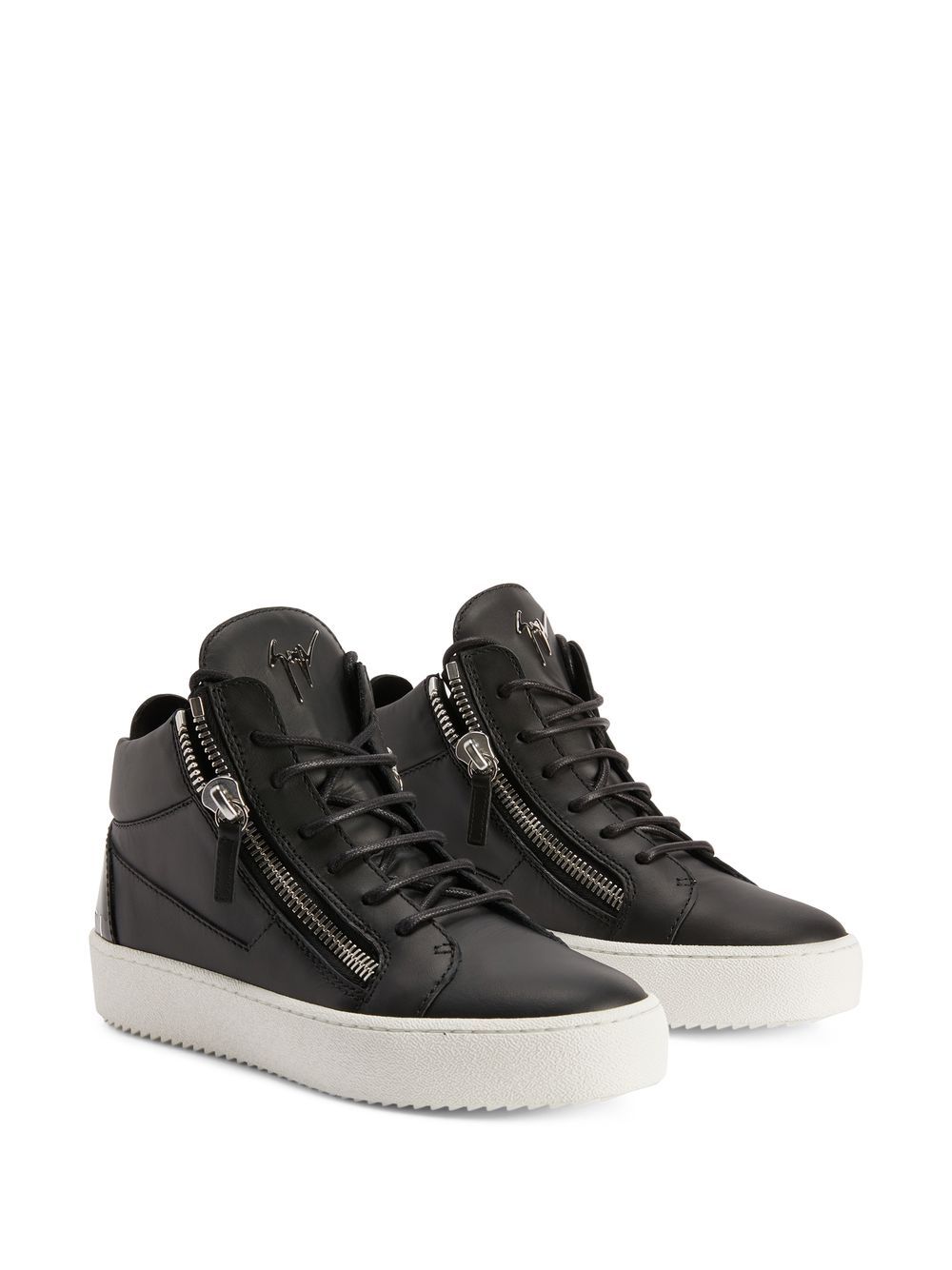 Shop Giuseppe Zanotti Leather High-top Sneakers In Black