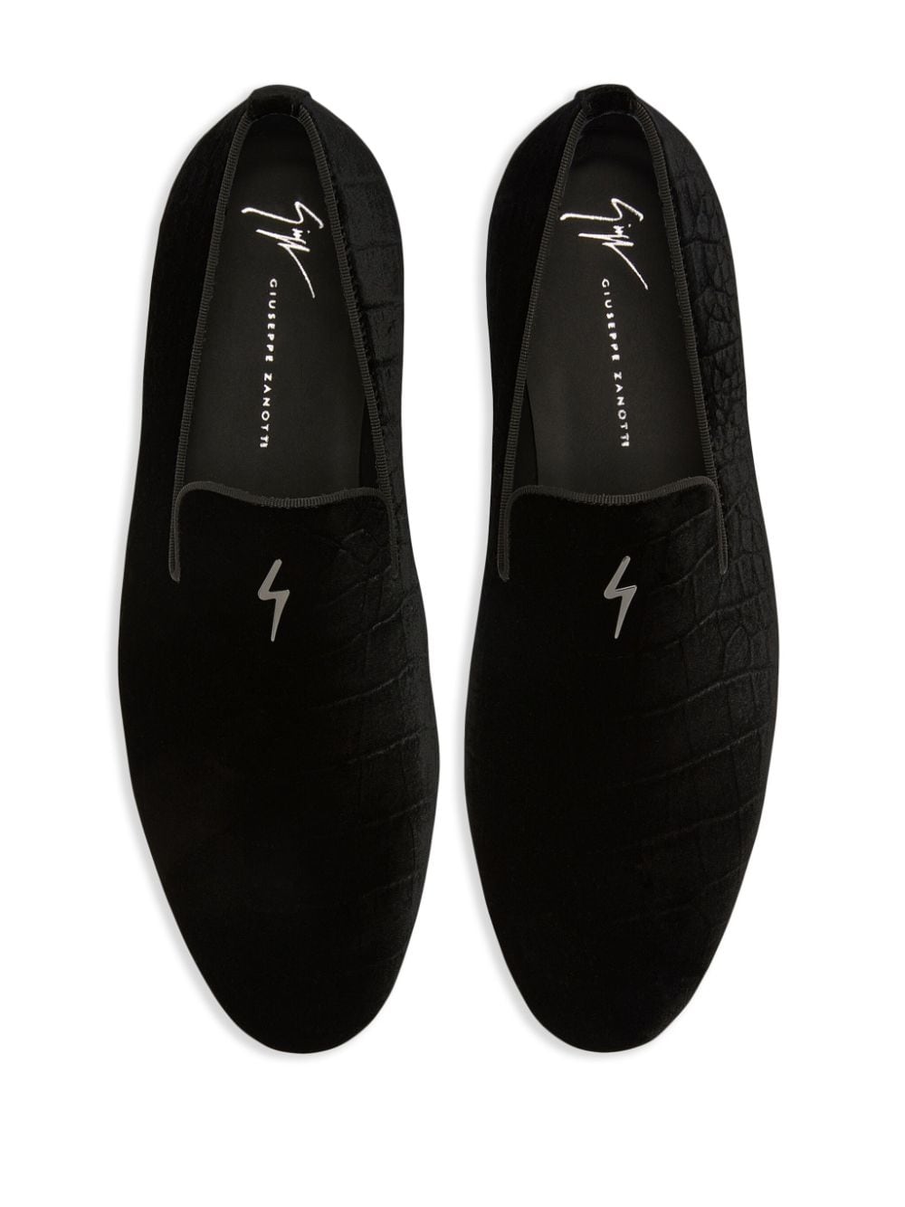 Shop Giuseppe Zanotti Slip-on Velvet Loafers In Black