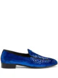 Giuseppe Zanotti velvet-effect rhinestone loafers - Blue