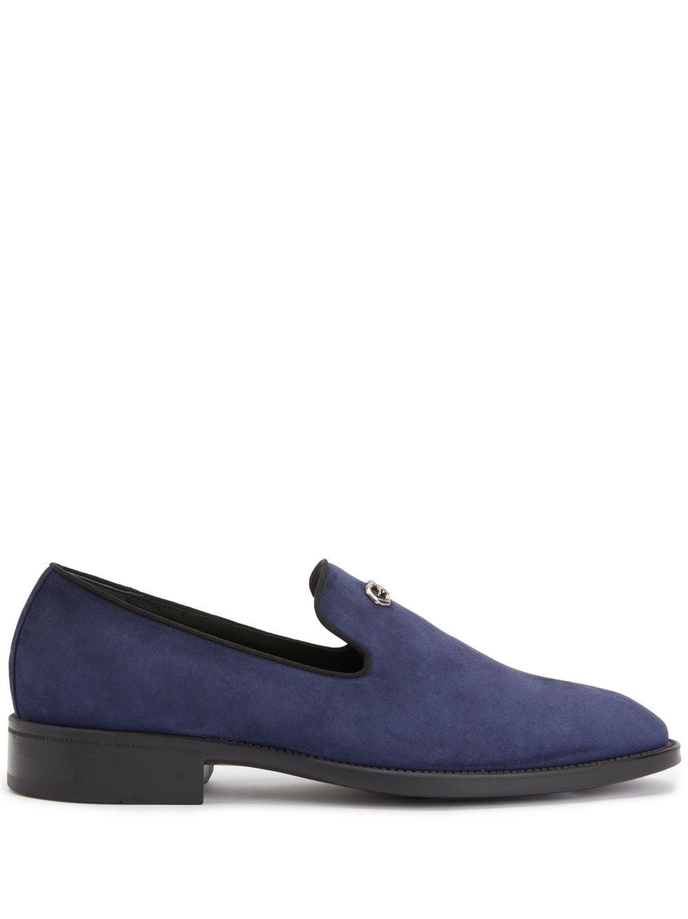 Giuseppe Zanotti Imrham Logo-plaque Suede Loafers In 蓝色