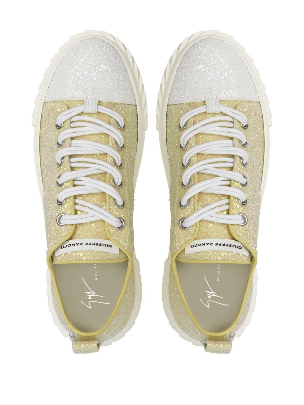 Shop Giuseppe Zanotti Blabber Glitter Sneakers In Yellow