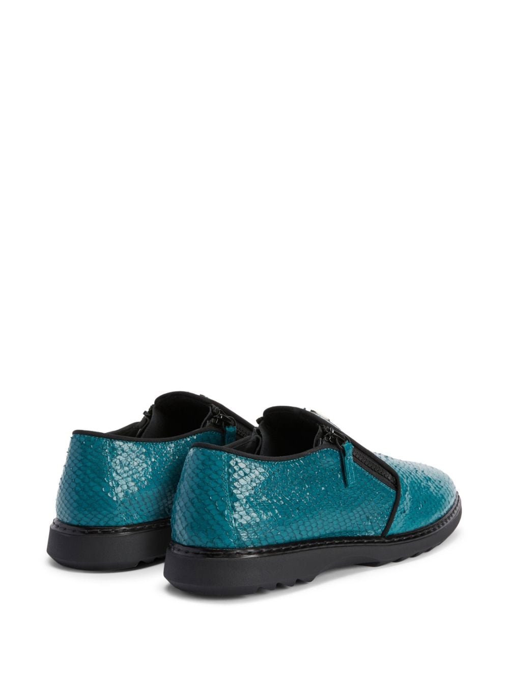 Shop Giuseppe Zanotti Snake-skin Effect Leather Loafers In 蓝色