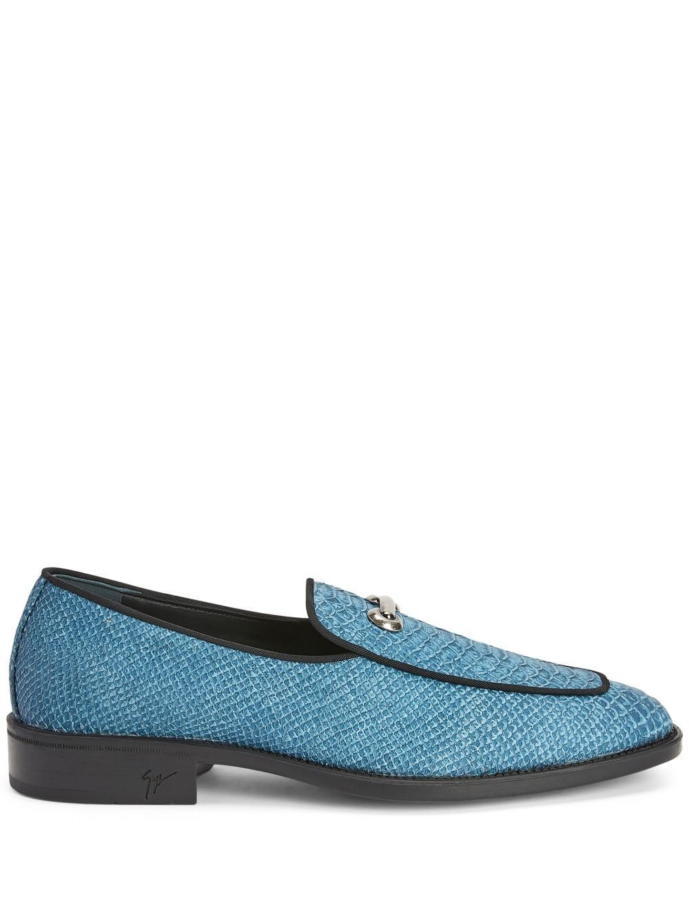 Giuseppe Zanotti Snakeskin-effect Leather Loafers In Blue