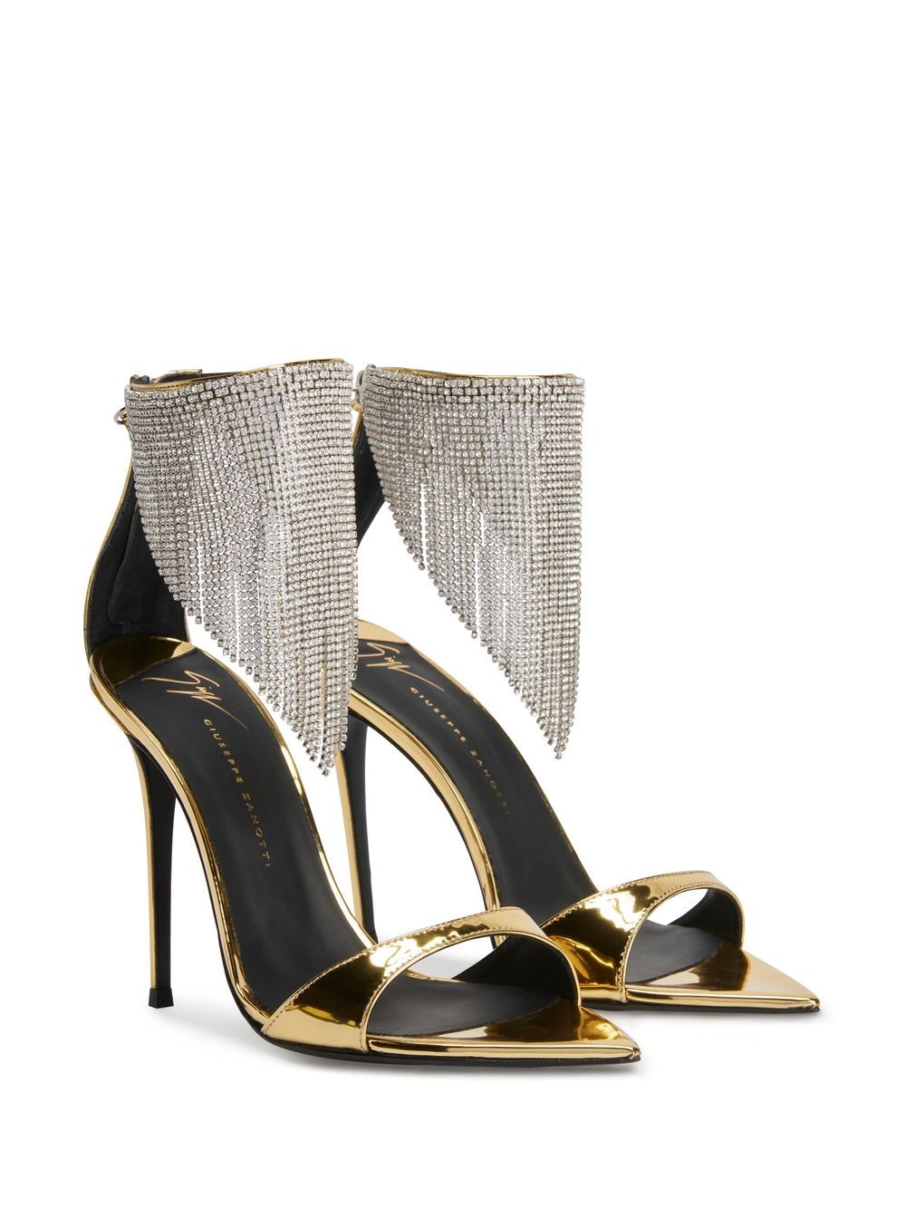 Shop Giuseppe Zanotti Intriigo Crystal 105mm Sandals In Gold