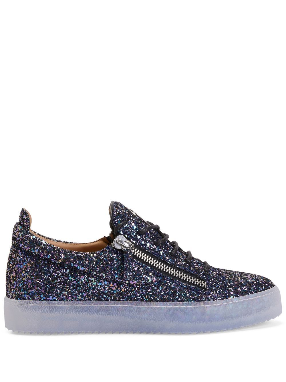 Giuseppe Zanotti Sequin-embellished Zip-details Sneakers In Blue