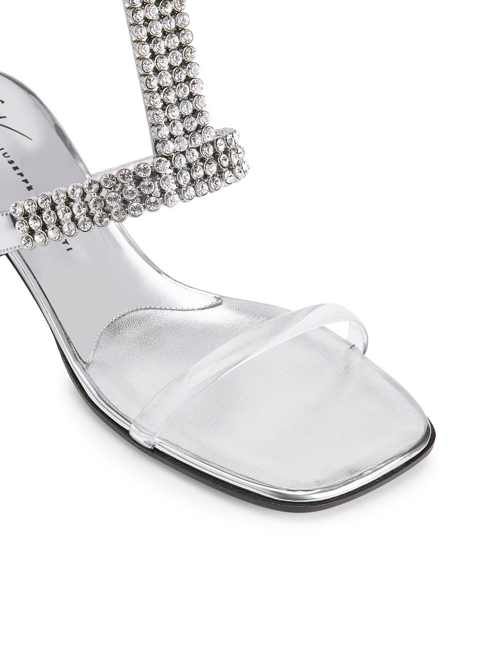 Shop Giuseppe Zanotti Devine Crystal 45mm Sandals In Silver