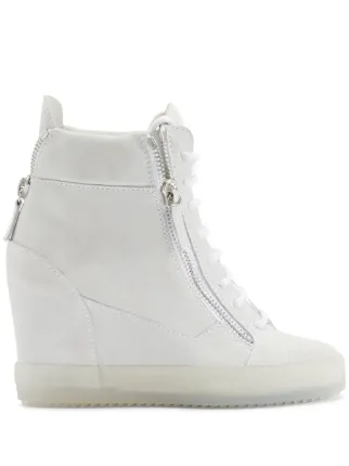Giuseppe zanotti white wedge sneakers hot sale