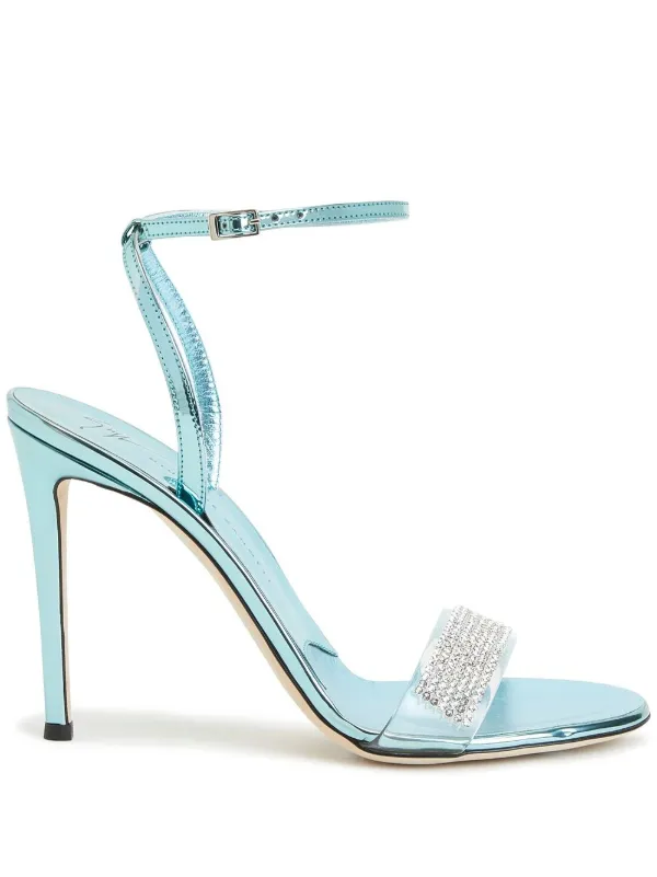 Giuseppe Zanotti 105mm Rhinestone Metallic Sandals Farfetch