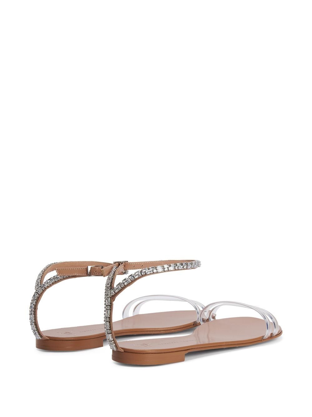 Shop Giuseppe Zanotti Crystal-embellished Flat Sandals In Silver