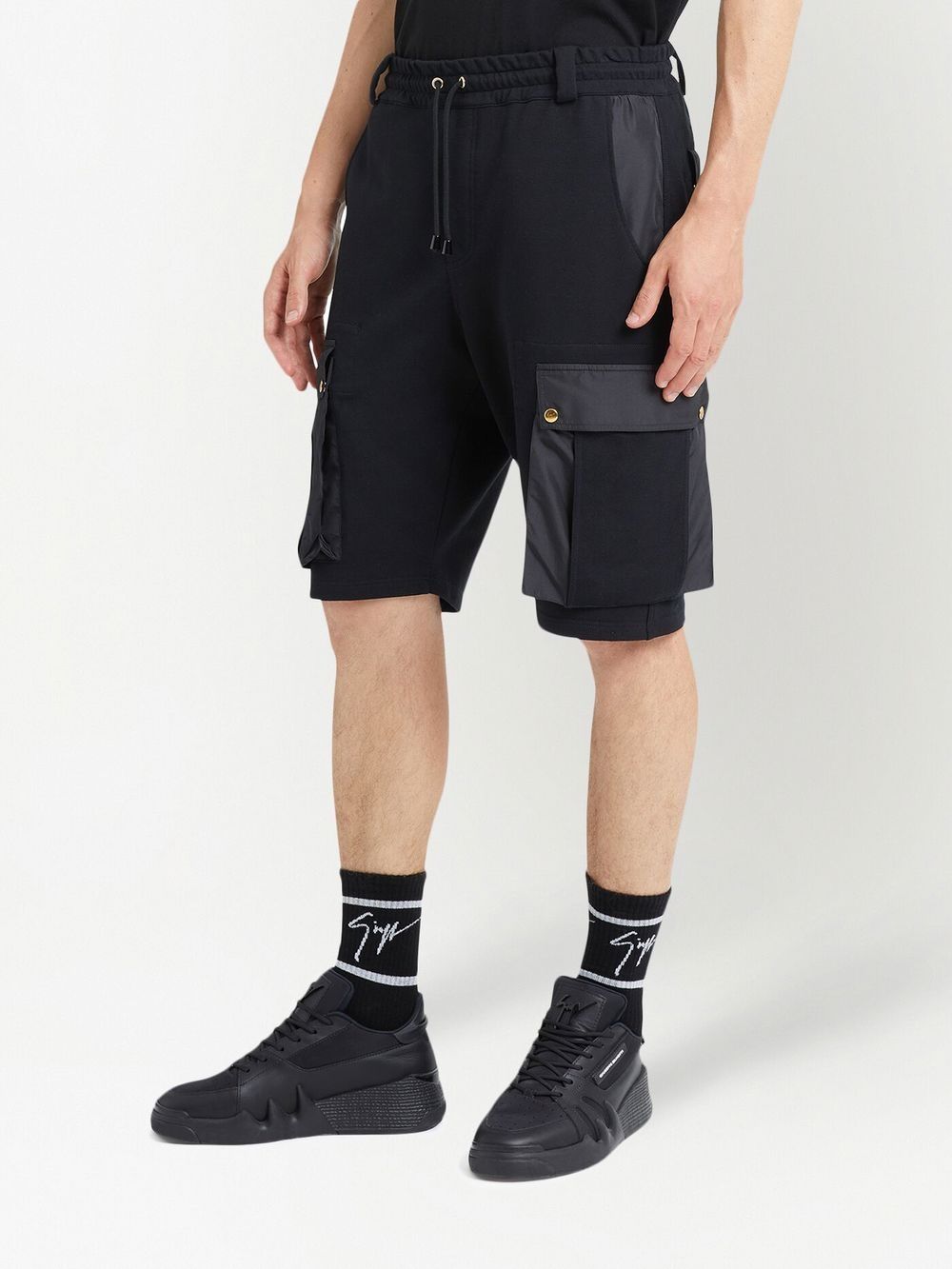 Shop Giuseppe Zanotti Drawstring Multi-pocket Bermuda Shorts In Black