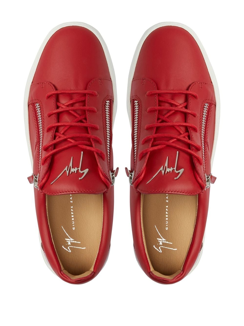 Shop Giuseppe Zanotti Frankie Zip-details Sneakers In Red