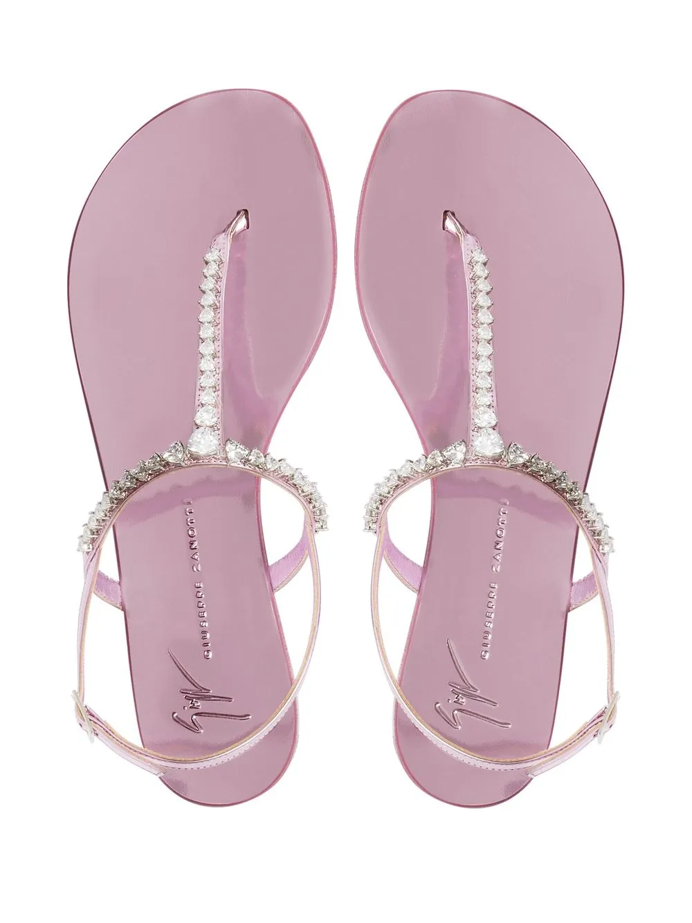 Giuseppe Zanotti Crystal-embellished Flat Sandals In Pink