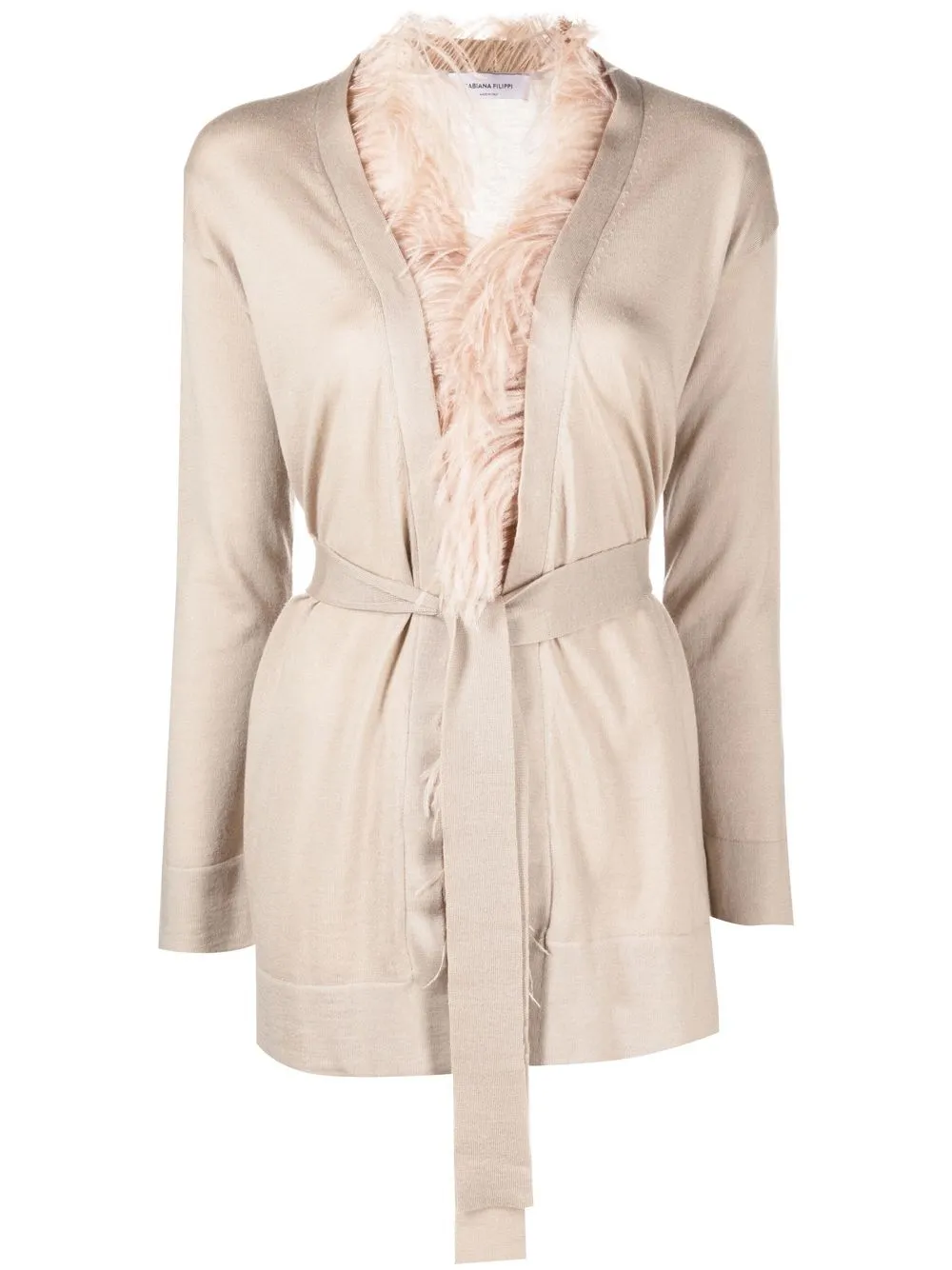 

Fabiana Filippi feather trim knitted cardigan - Neutrals