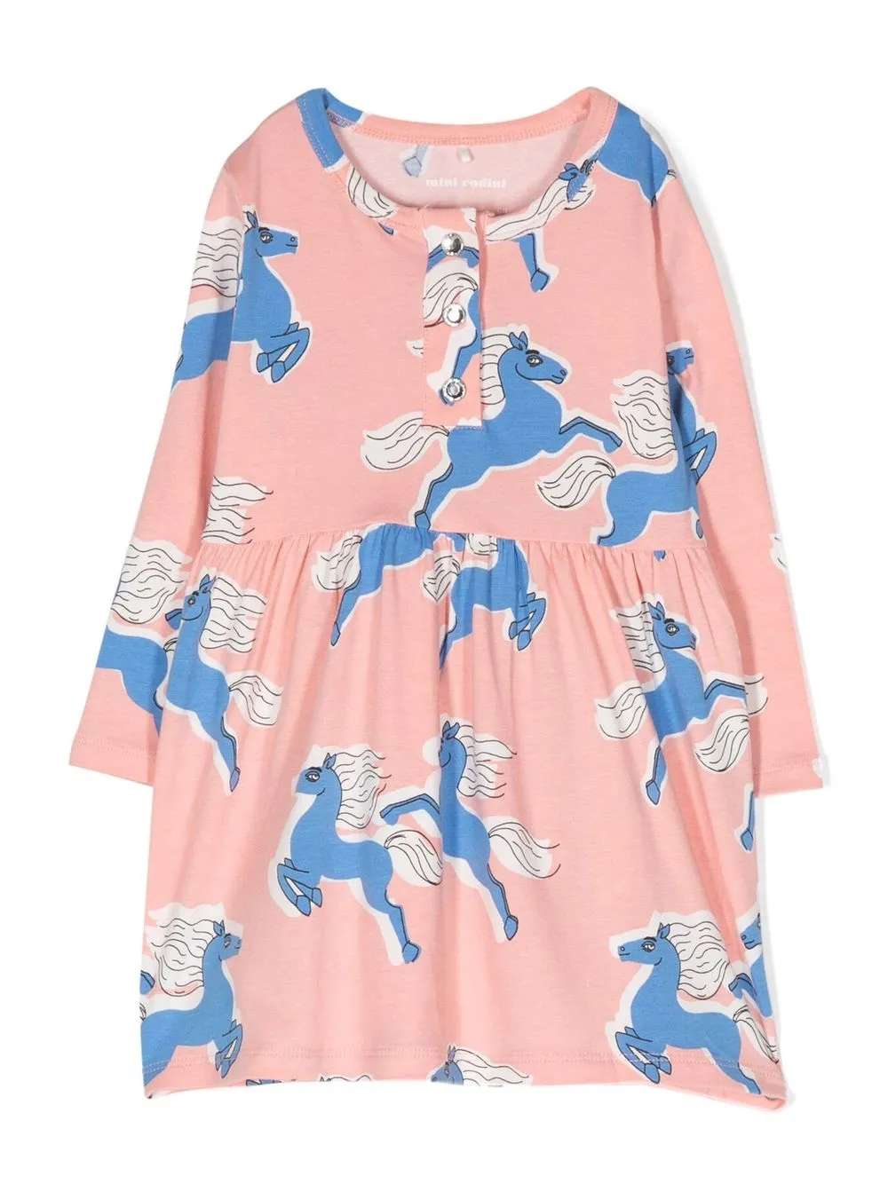 

Mini Rodini horse-print long-sleeve dress - Pink