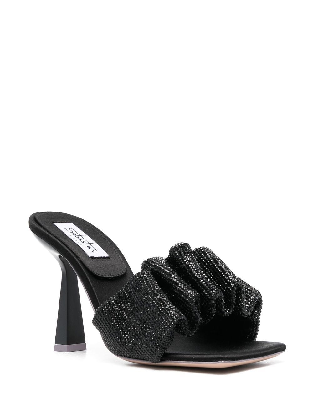 Shop Sebastian Milano 95mm Leather Sandals In Black