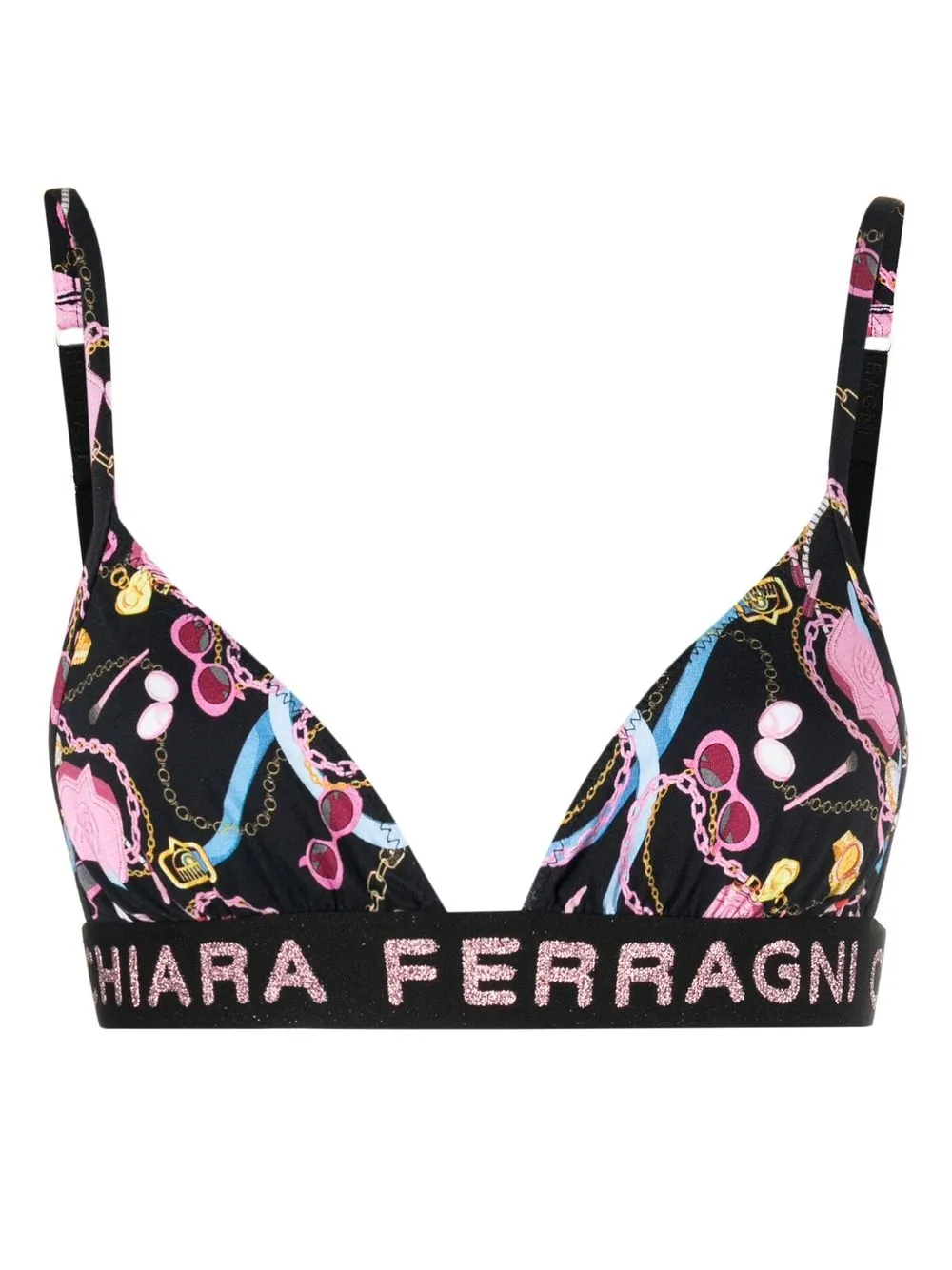 

Chiara Ferragni graphic-print cropped top - Black