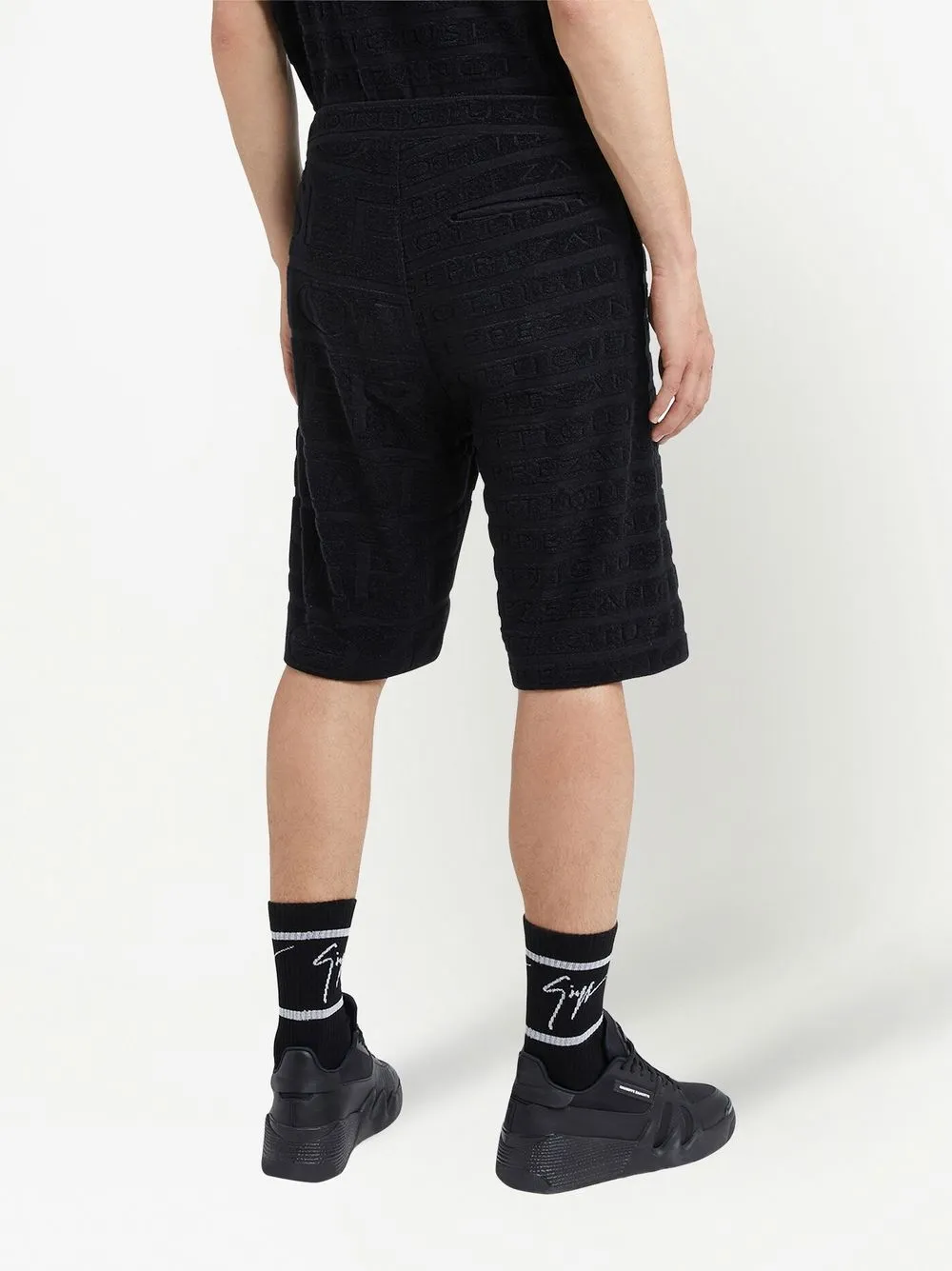 Giuseppe Zanotti Logo Terry-cloth Bermuda Shorts In Black