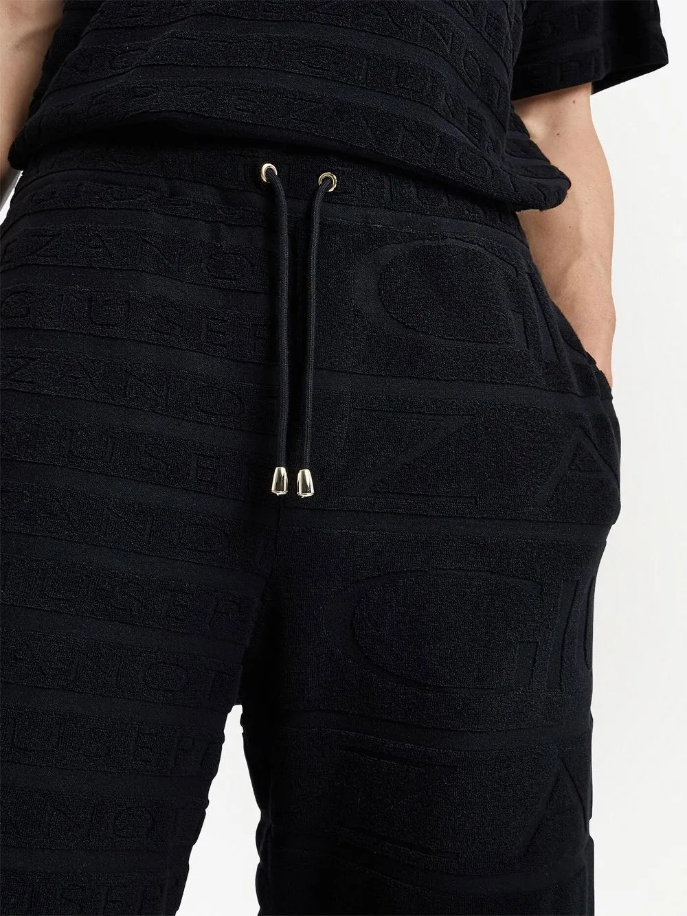 Giuseppe Zanotti Logo Terry-cloth Bermuda Shorts In Black
