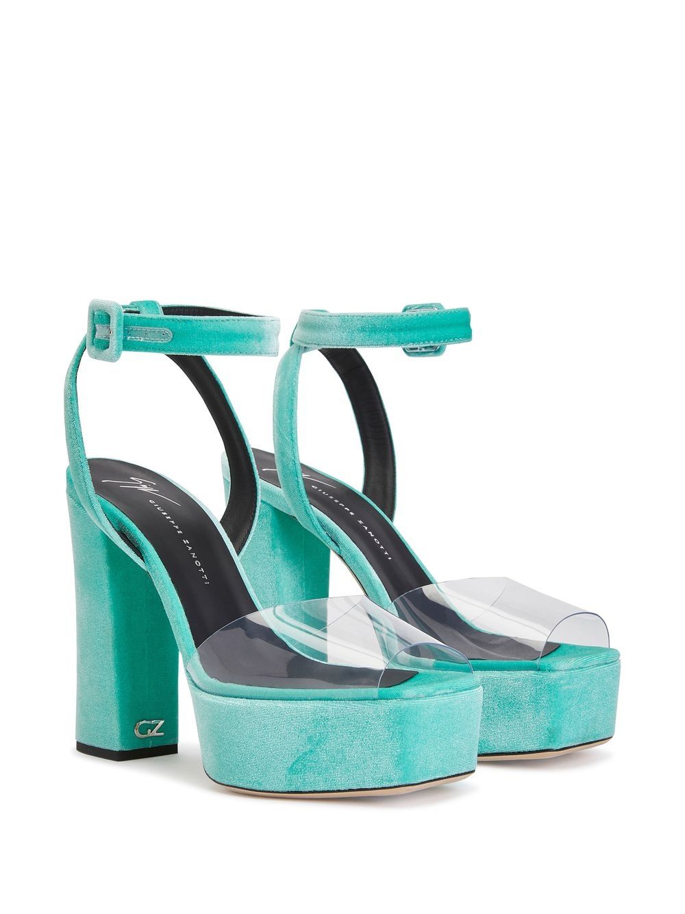 Shop Giuseppe Zanotti 120mm Velvet Platform Sandals In Blue