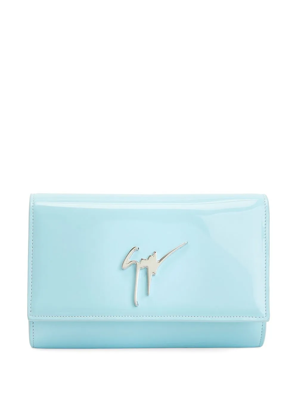 

Giuseppe Zanotti logo-plaque patent clutch - Blue