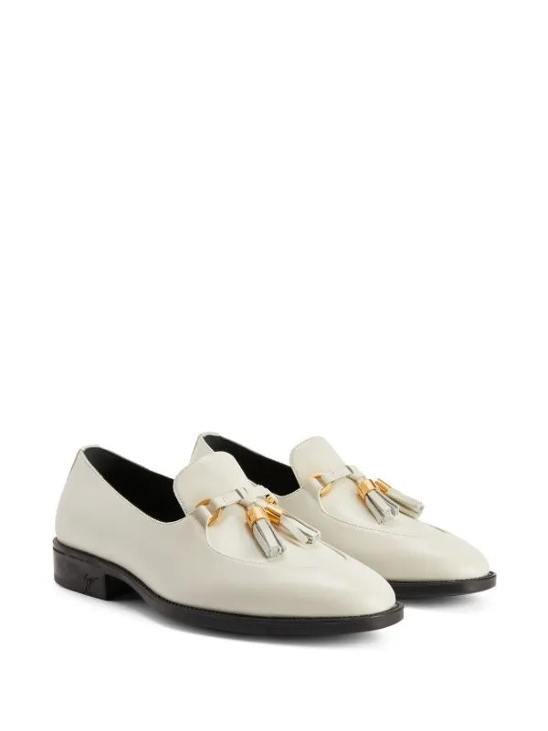 Giuseppe Zanotti Tassel Leather Loafers White FARFETCH UK