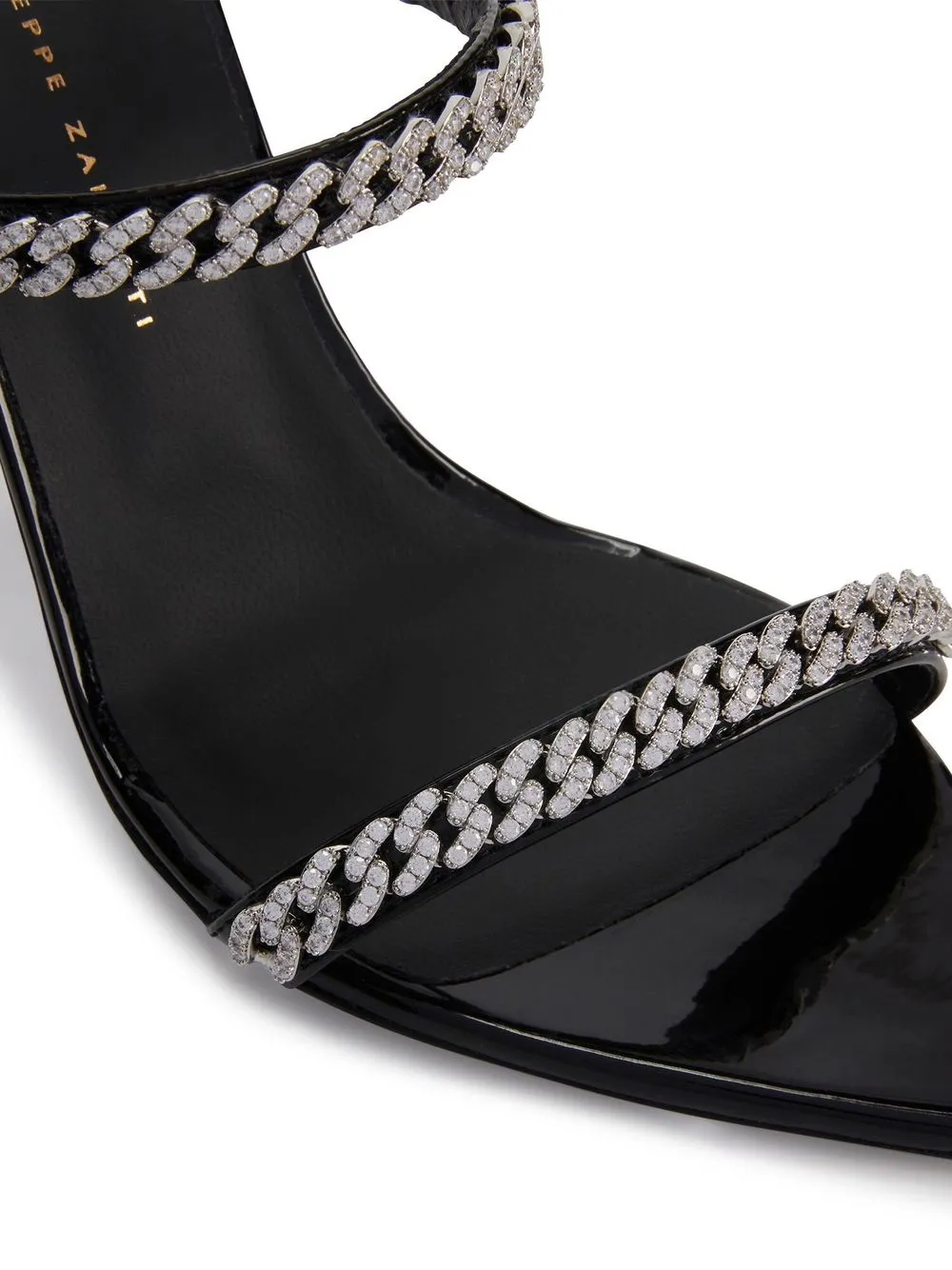 Giuseppe Zanotti Intrigo Crystal Chain Two-band Sandals In Black