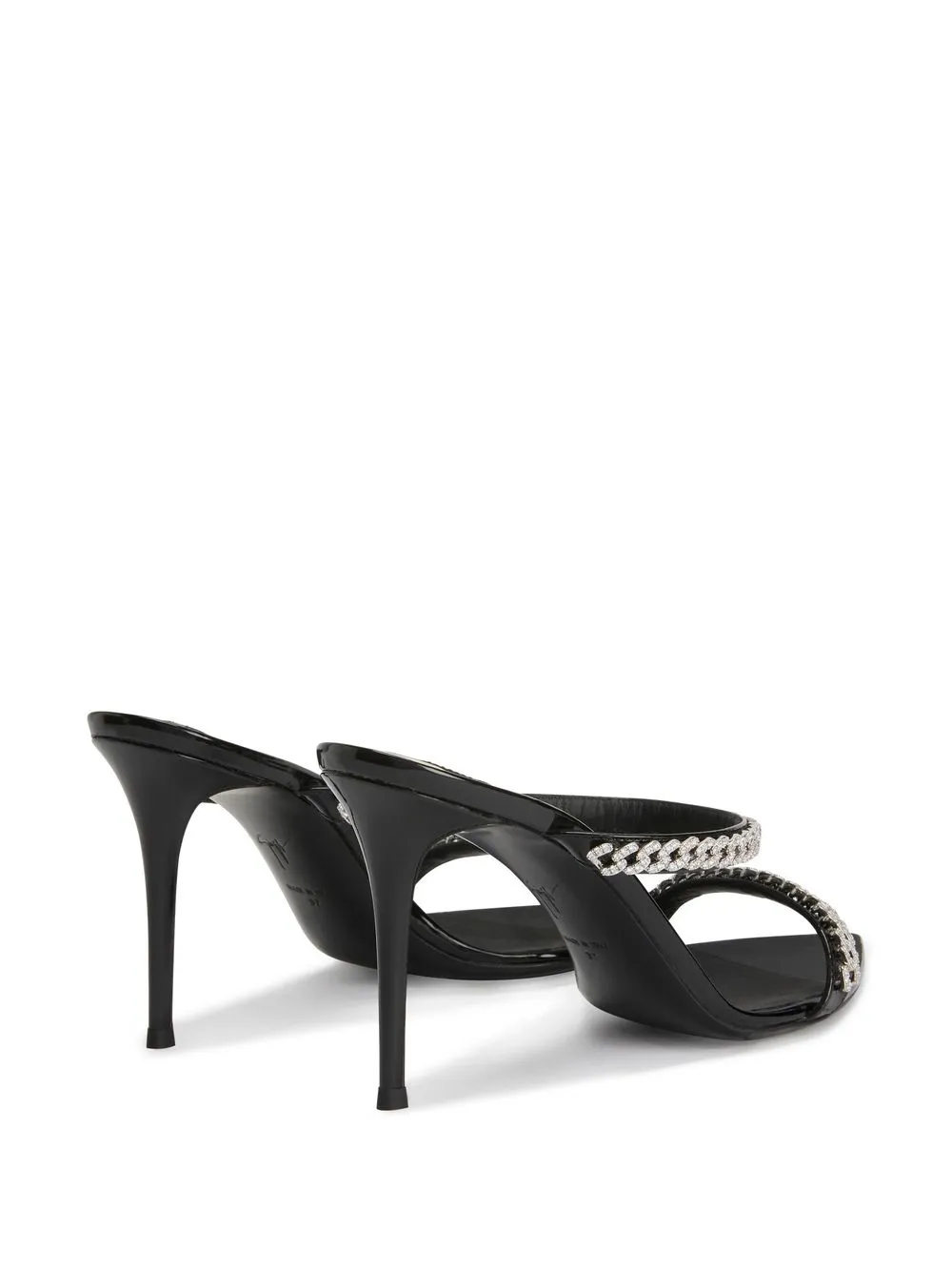Giuseppe Zanotti Intrigo Crystal Chain Two-band Sandals In Black