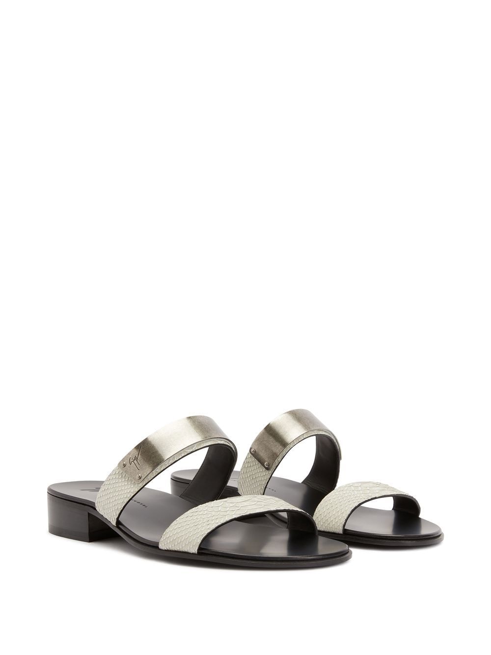 Shop Giuseppe Zanotti Ignazio Double-strap Slide Sandals In White