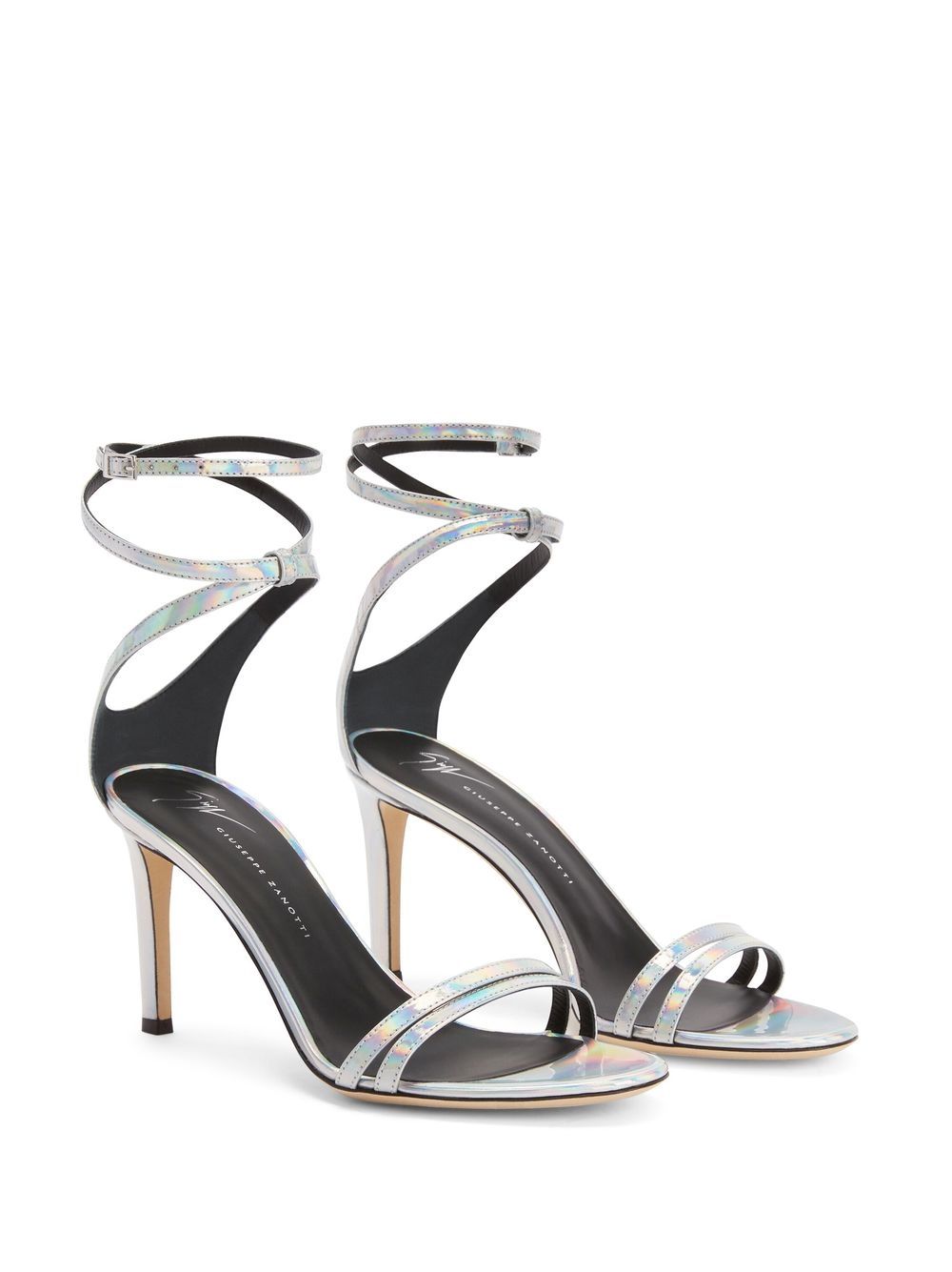 Giuseppe Zanotti 85mm Metallic-effect Leather Sandals In Silber