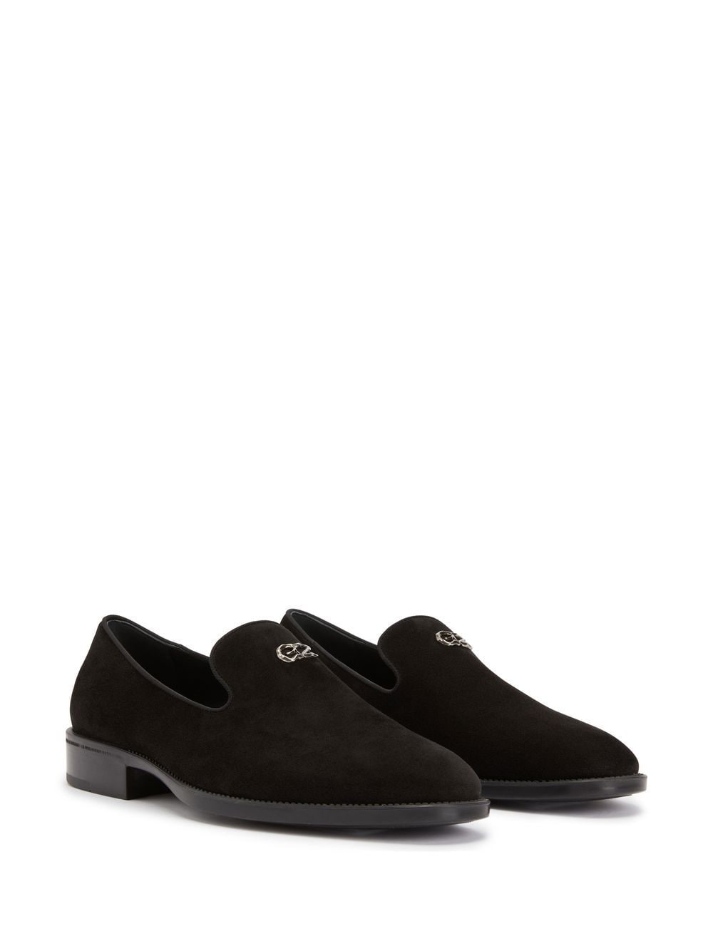 Shop Giuseppe Zanotti Imrham Logo-plaque Suede Loafers In 黑色