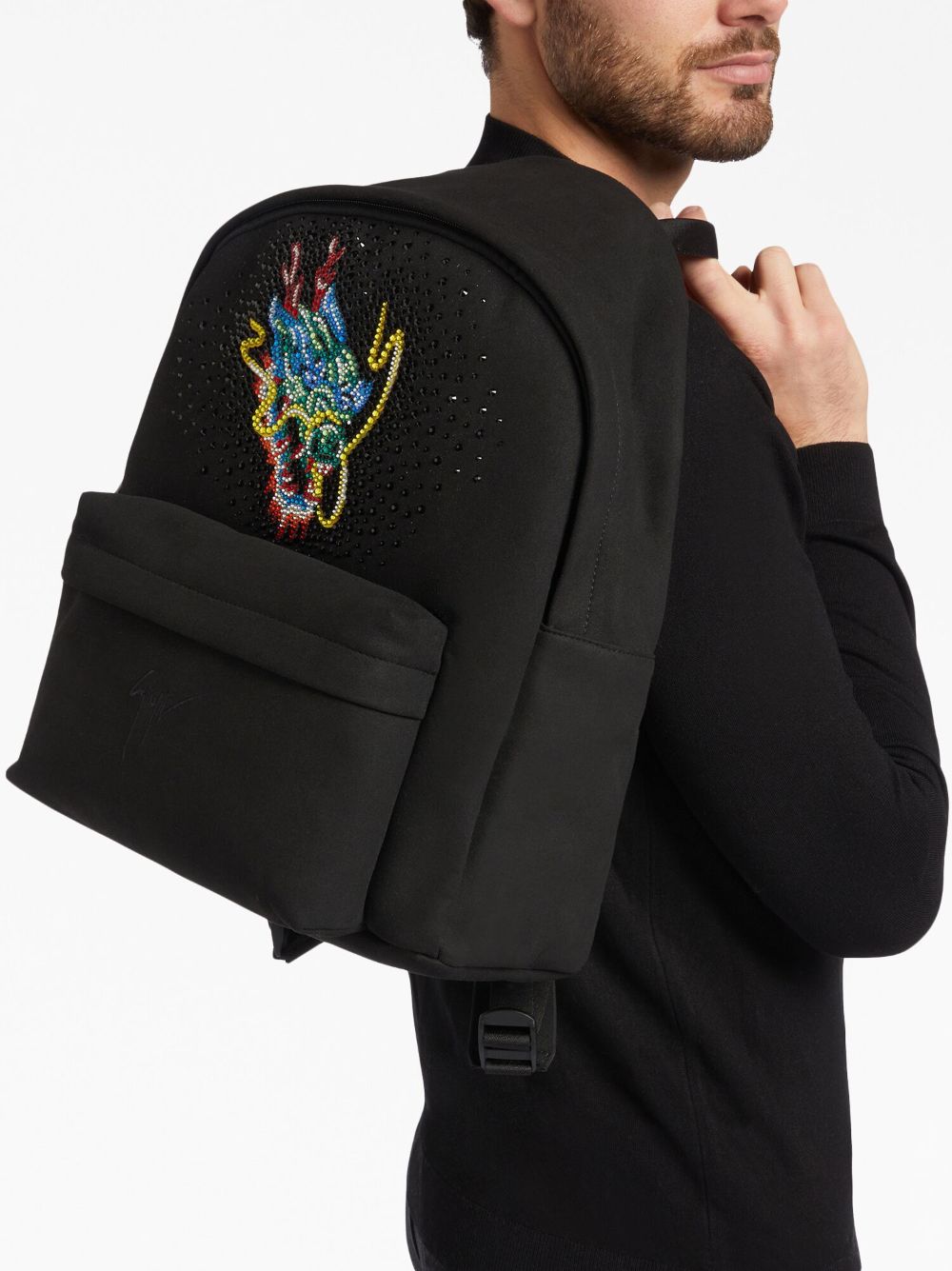 Shop Giuseppe Zanotti Rhinestone-embellished Backpack In Schwarz