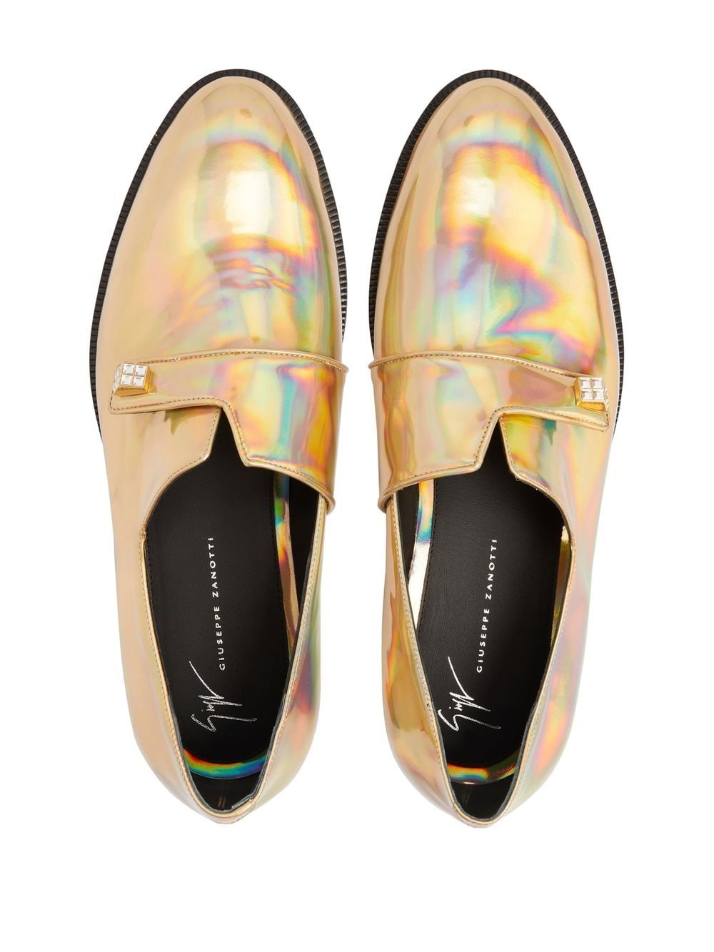 Shop Giuseppe Zanotti Marty Iridescent-leather Loafers In Gold