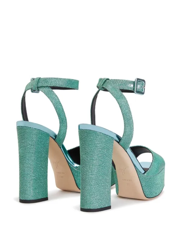 Giuseppe Zanotti Glitter block-heel Platform Sandals | Green Giuseppe Zanotti Glitter block-heel Platform Sandals | Green