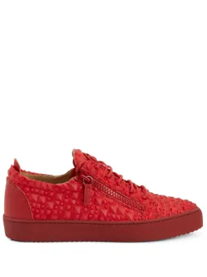 Giuseppe Zanotti GZ94 ダブルジップ ローカットスニーカー | レッド