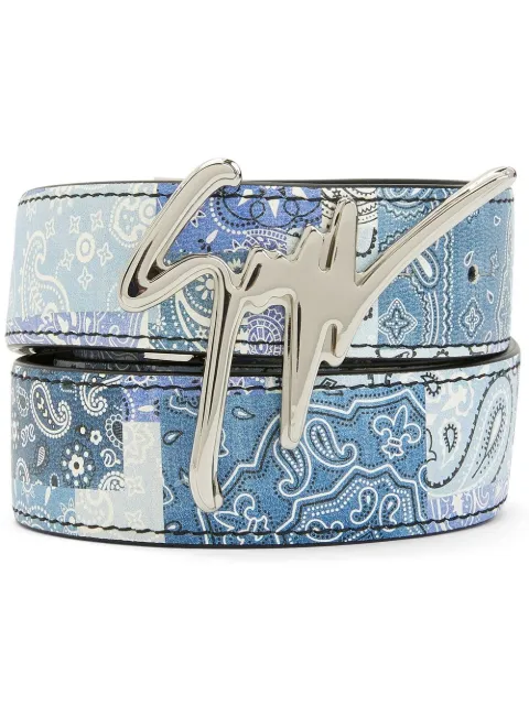 Giuseppe Zanotti paisley-print logo-plaque belt 