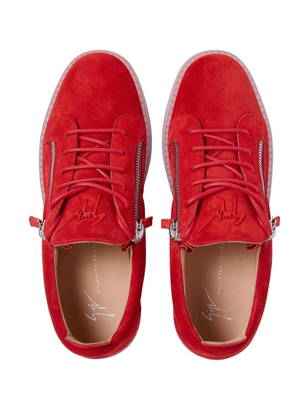 Shop Giuseppe Zanotti Frankie Zip-details Sneakers In Red