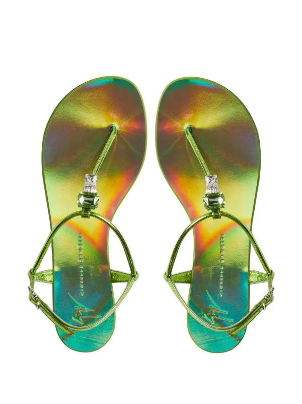 Giuseppe Zanotti 美品 オープントゥパンプス ミント サテン素材